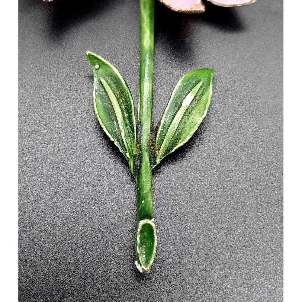 Vintage Pink Metal Flower Wobbler Brooch Pin 3.5" - Picture 4 of 6